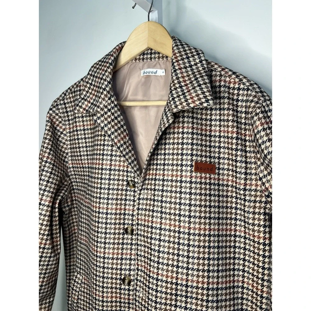 Bound UK Axel Wool Dogtooth Coach Jacket Men's SZ S Preppy Heritage EUC